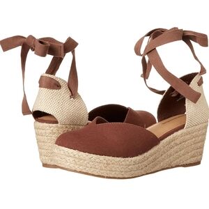 Amazon Essentials Brown and Cream Espadrille Wedges